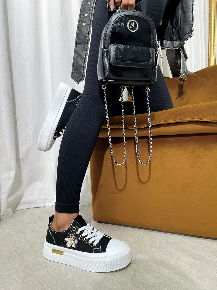 Luxe Bee Decorative Lace Up Platform Trainers 🇬🇧