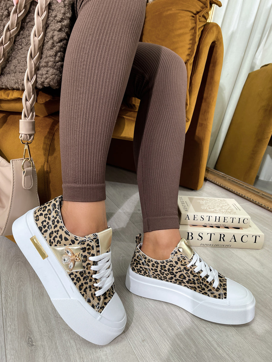 Luxe Bee Decorative Lace Up Platform Trainers 🇬🇧