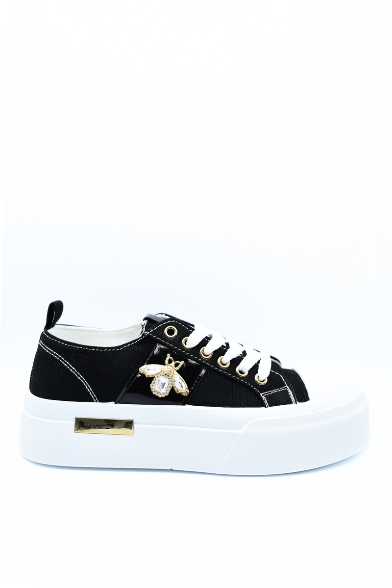 Luxe Bee Decorative Lace Up Platform Trainers 🇬🇧