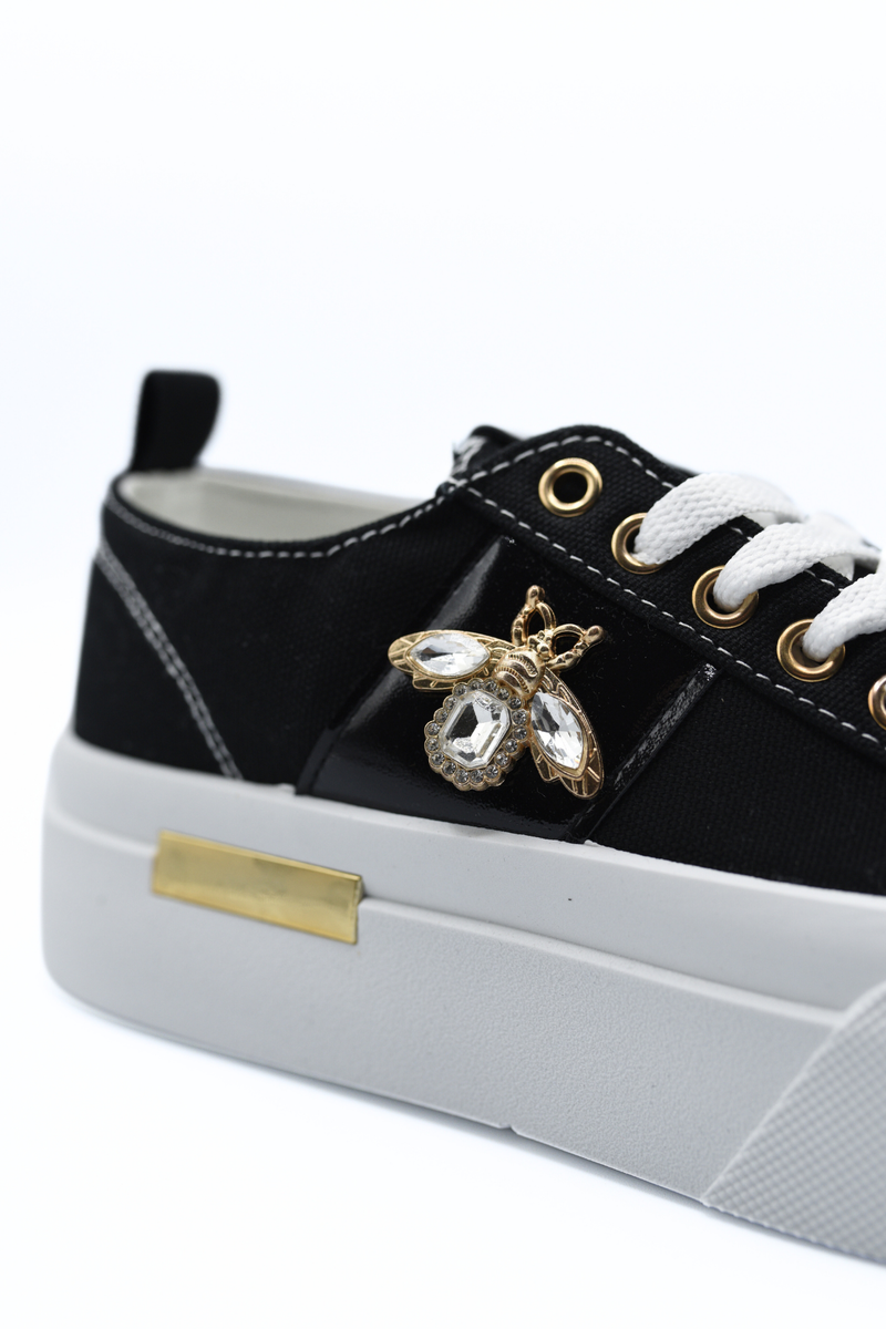 Luxe Bee Decorative Lace Up Platform Trainers 🇬🇧