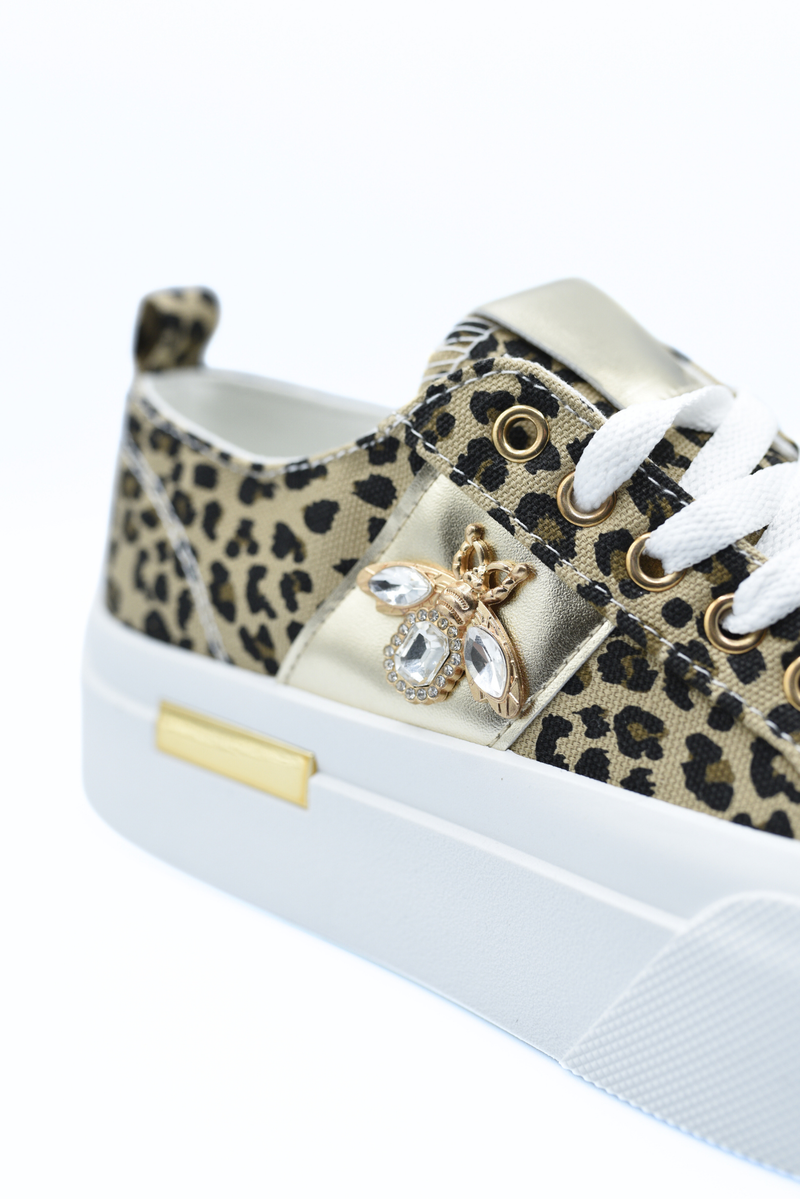 Luxe Bee Decorative Lace Up Platform Trainers 🇬🇧