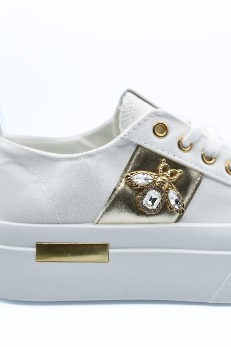 Luxe Bee Decorative Lace Up Platform Trainers 🇬🇧
