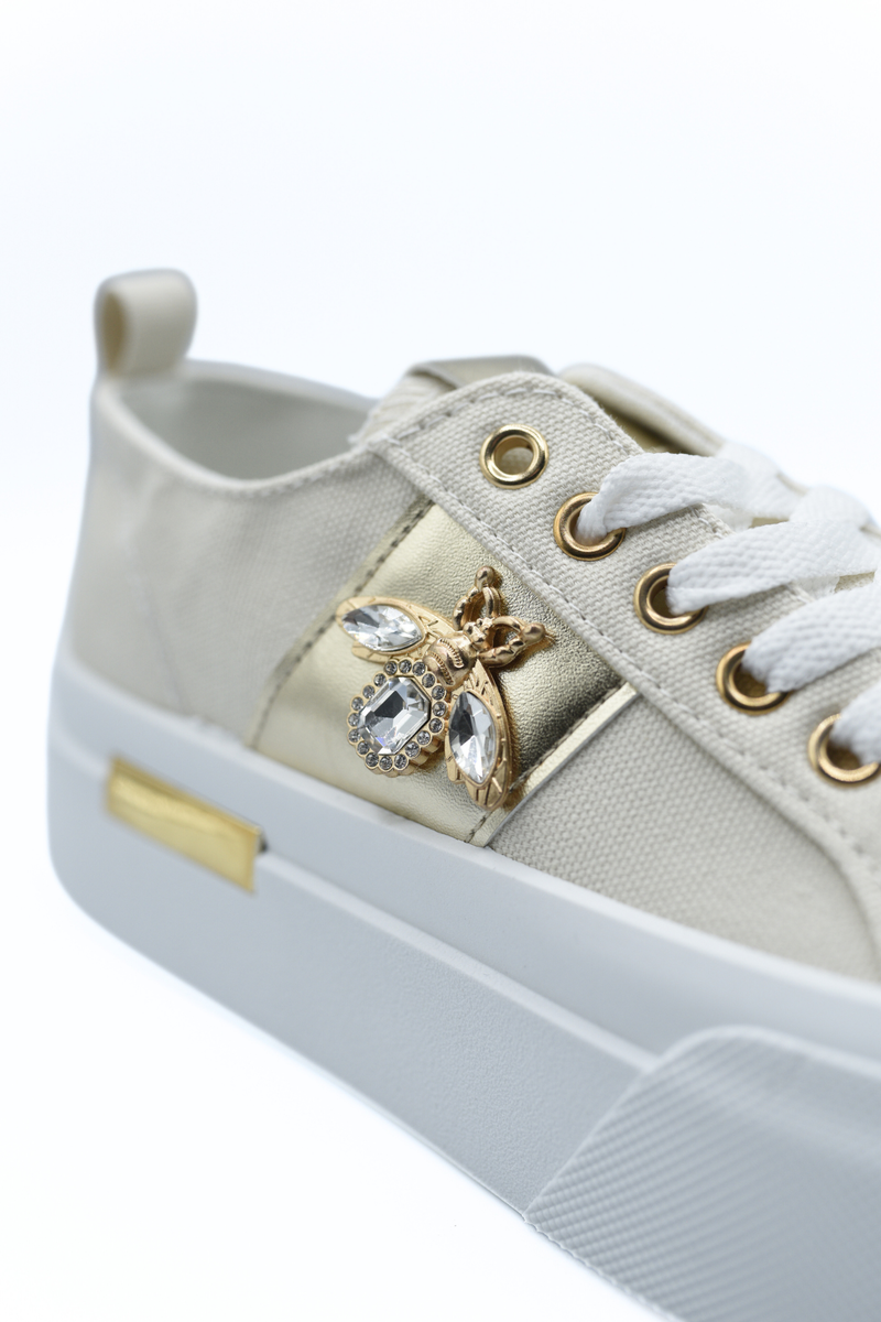 Luxe Bee Decorative Lace Up Platform Trainers 🇬🇧