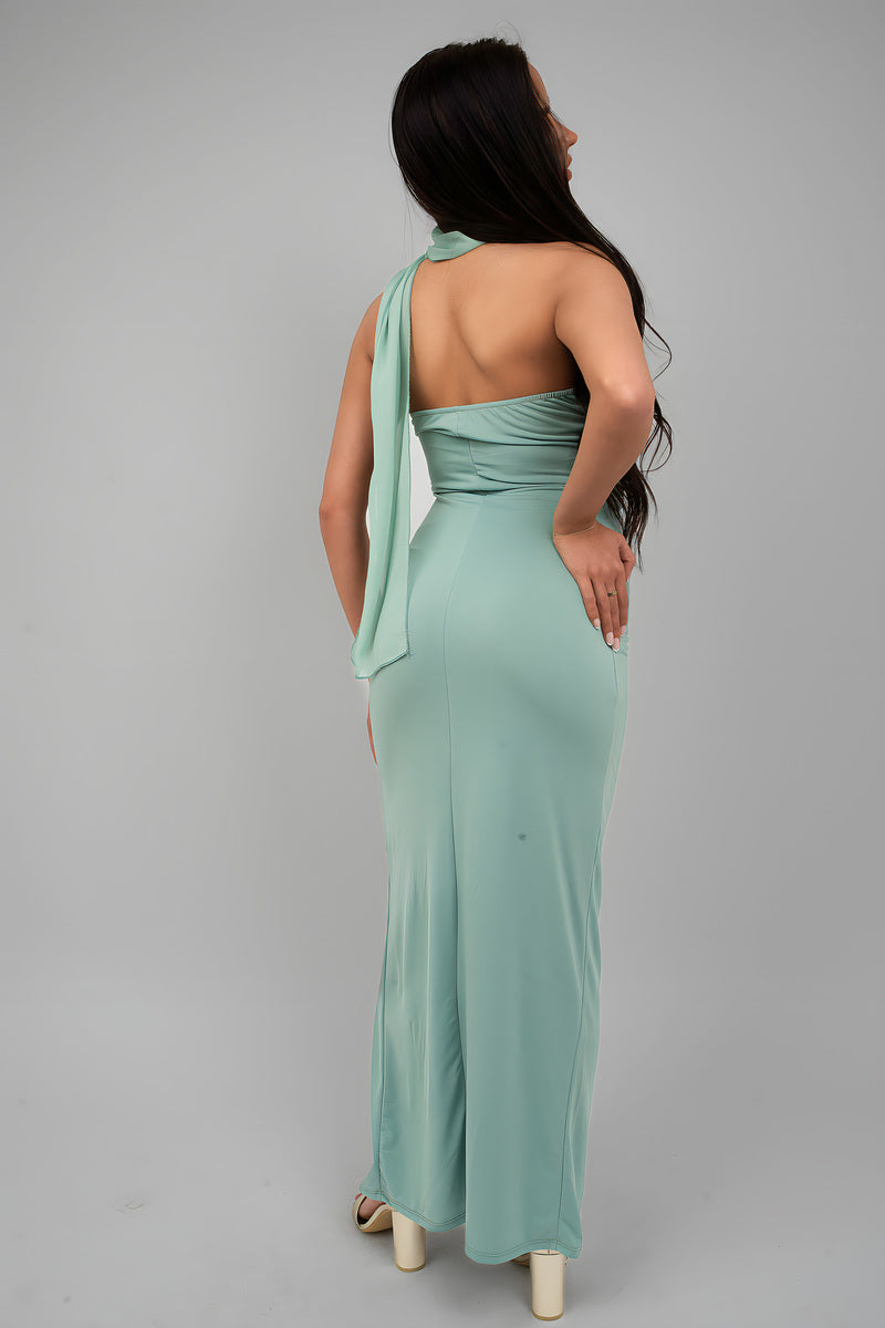 High Slit Draped Scarf Maxi Dress 🇬🇧