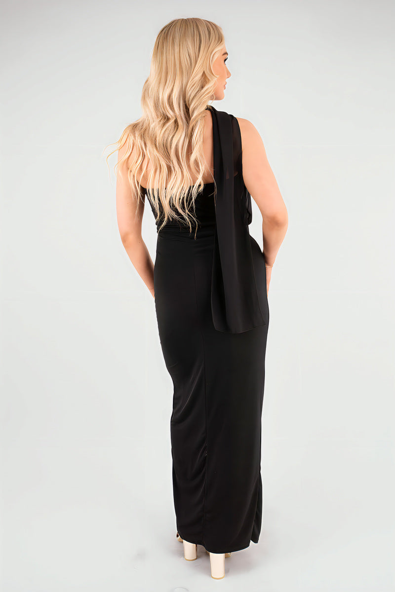High Slit Draped Scarf Maxi Dress 🇬🇧