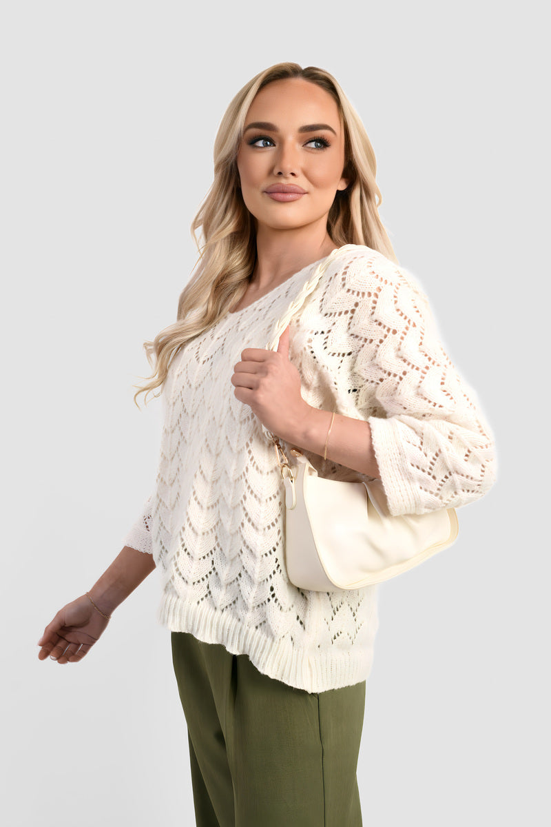 Half Sleeve Chunky Cable Knit Jumper 🇬🇧