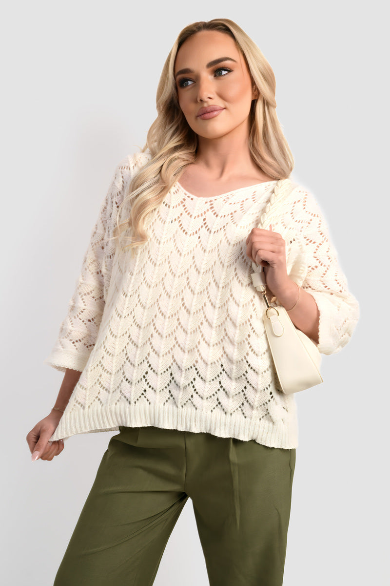 Half Sleeve Chunky Cable Knit Jumper 🇬🇧