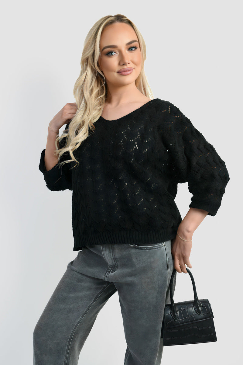 Half Sleeve Chunky Cable Knit Jumper 🇬🇧