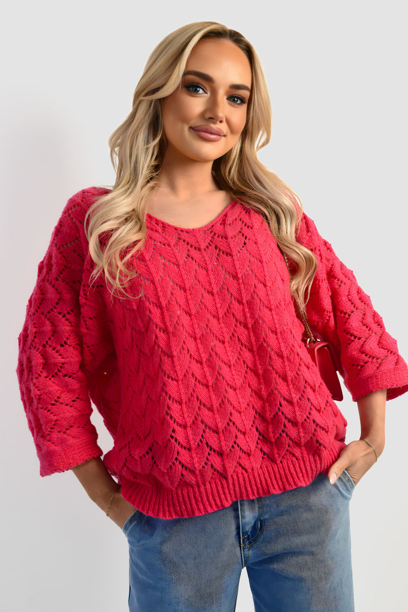 Half Sleeve Chunky Cable Knit Jumper 🇬🇧