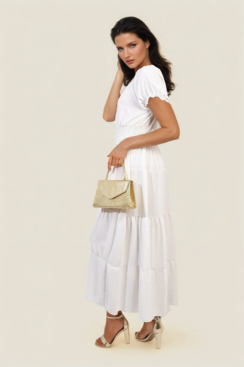 Smocked Waist Tiered Midi Dress 🇬🇧