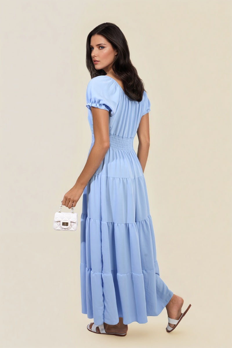 Smocked Waist Tiered Midi Dress 🇬🇧