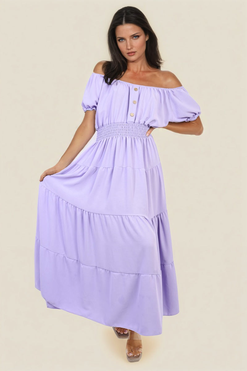 Smocked Waist Tiered Midi Dress 🇬🇧