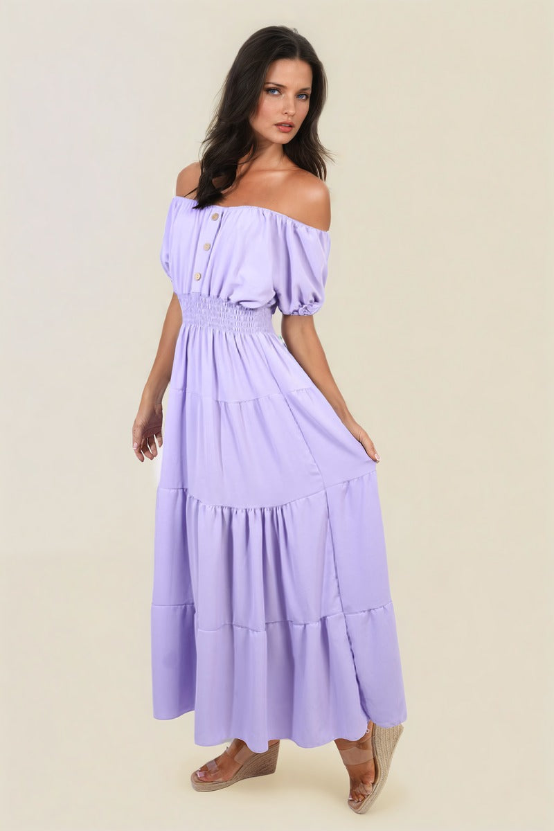 Smocked Waist Tiered Midi Dress 🇬🇧