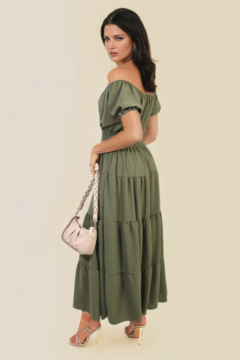 Smocked Waist Tiered Midi Dress 🇬🇧