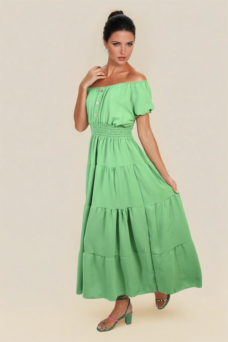 Smocked Waist Tiered Midi Dress 🇬🇧