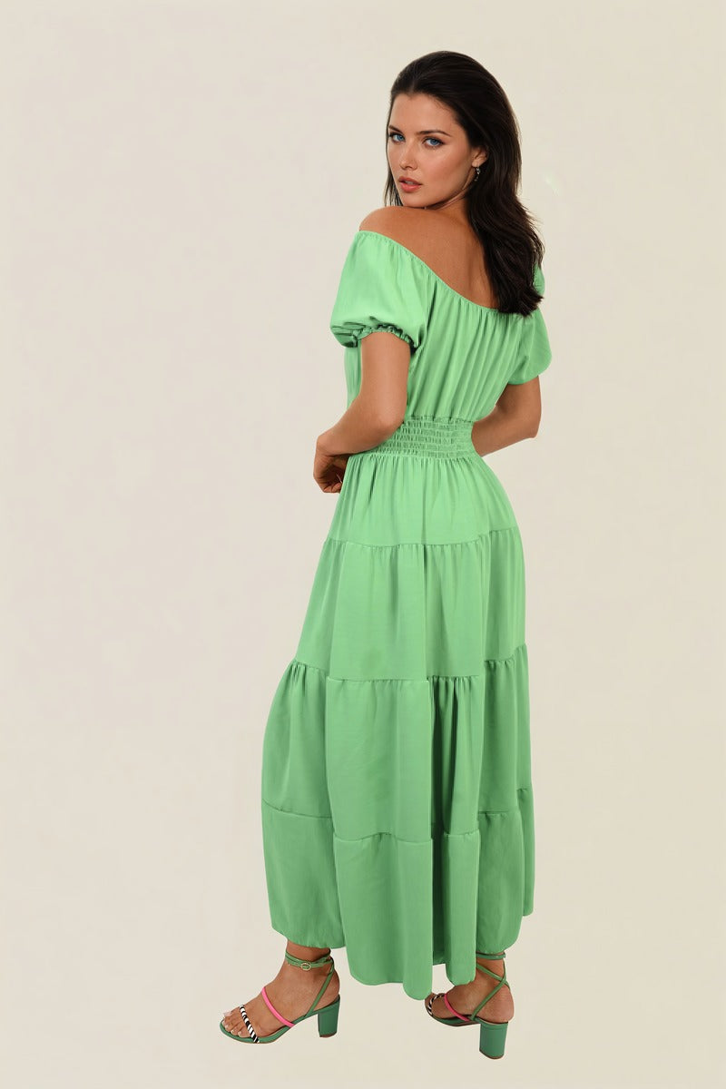 Smocked Waist Tiered Midi Dress 🇬🇧