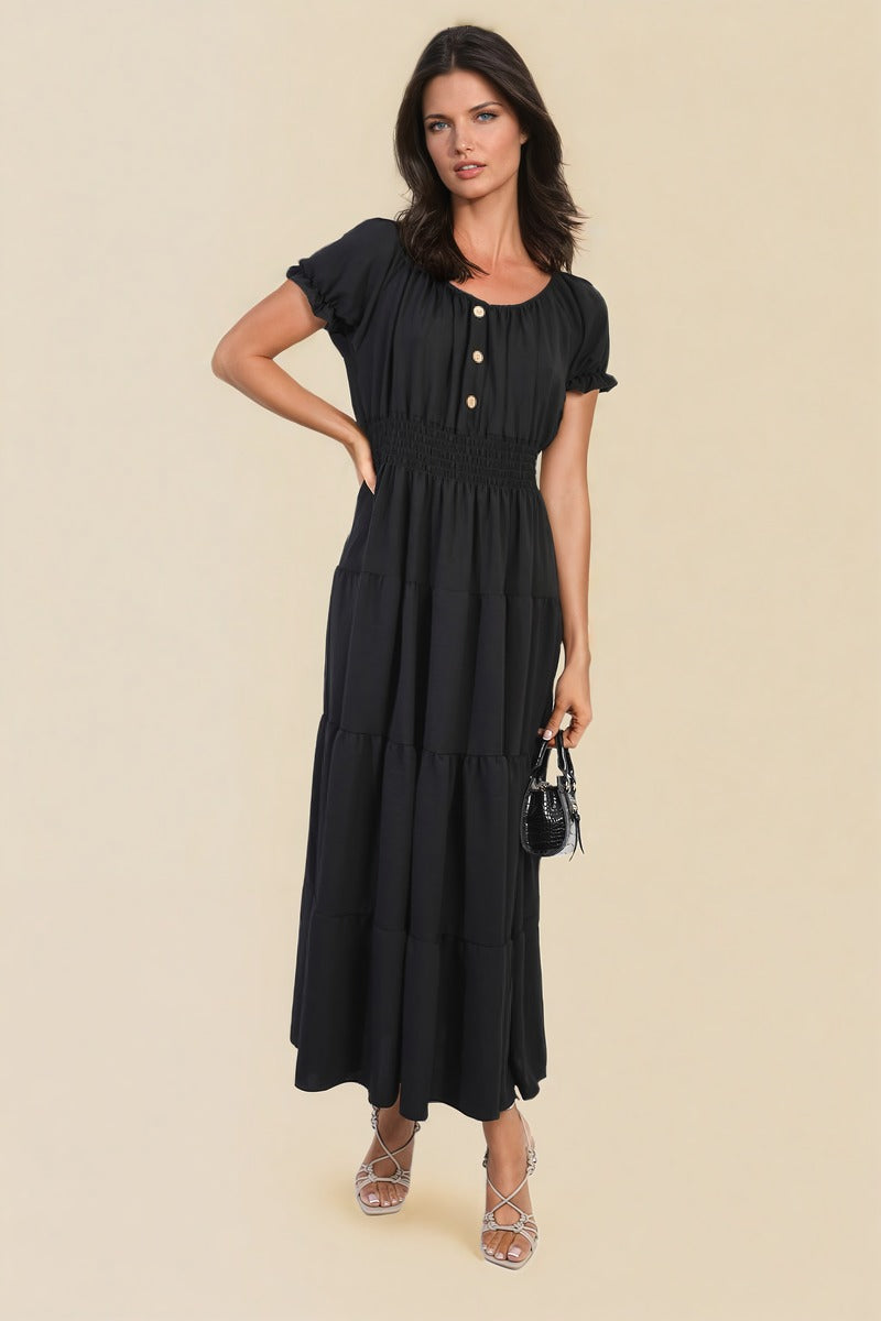 Smocked Waist Tiered Midi Dress 🇬🇧