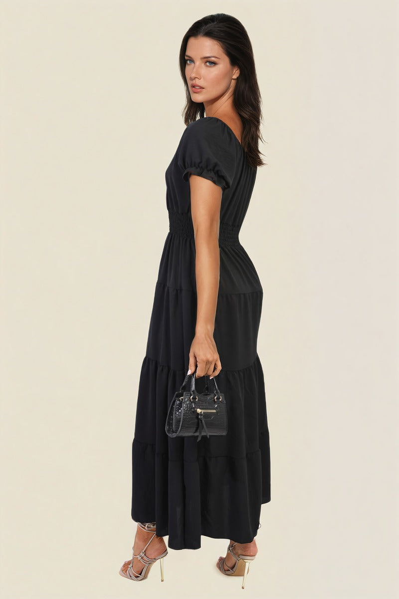 Smocked Waist Tiered Midi Dress 🇬🇧