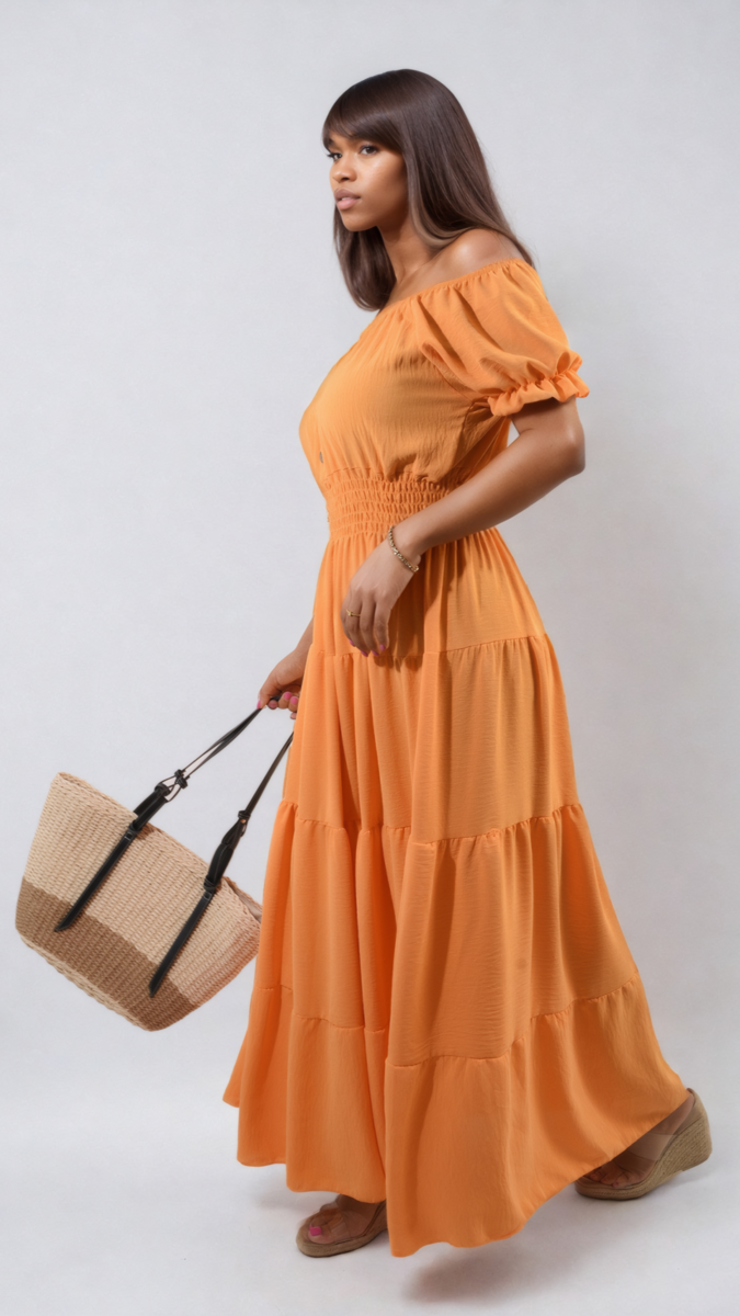 Smocked Waist Tiered Midi Dress 🇬🇧