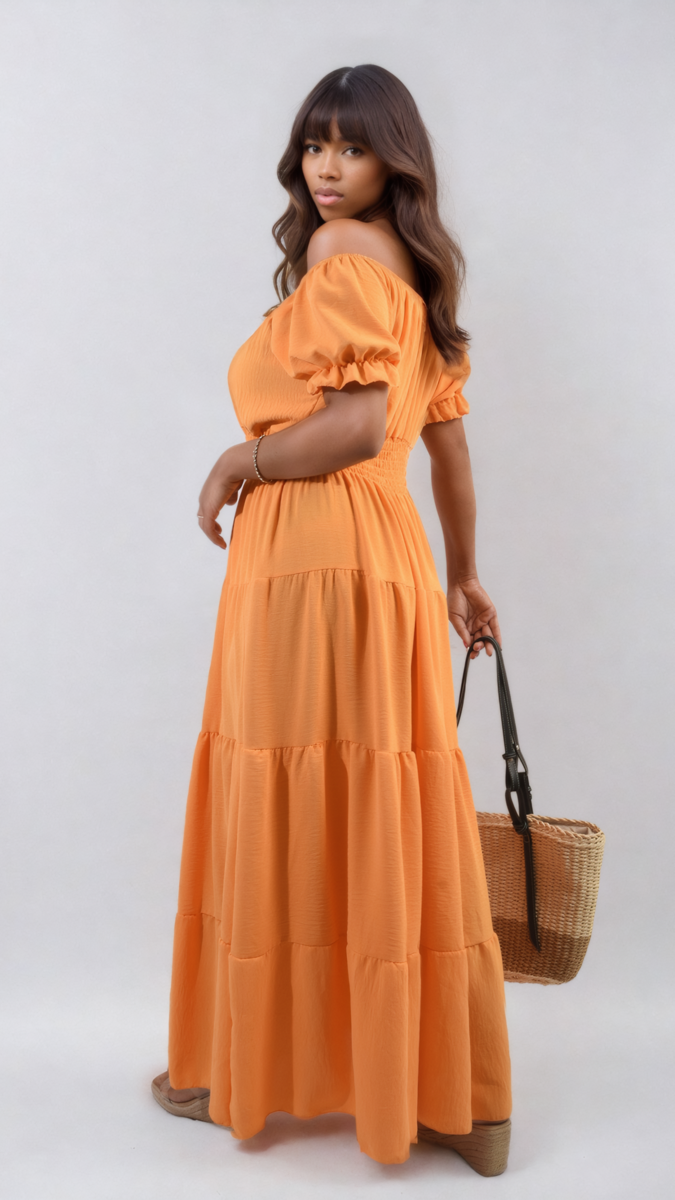 Smocked Waist Tiered Midi Dress 🇬🇧