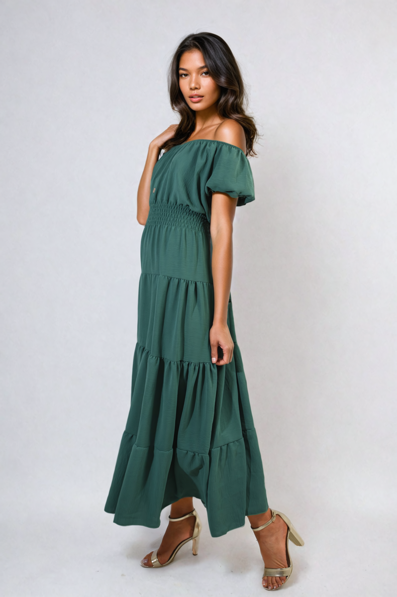 Smocked Waist Tiered Midi Dress 🇬🇧