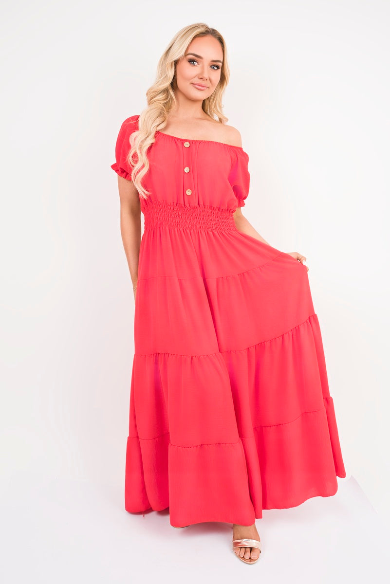 Smocked Waist Tiered Midi Dress 🇬🇧
