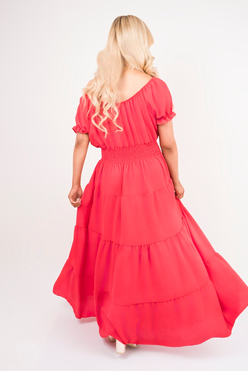 Smocked Waist Tiered Midi Dress 🇬🇧