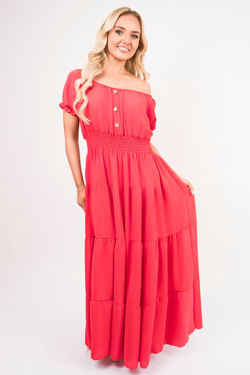 Smocked Waist Tiered Midi Dress 🇬🇧
