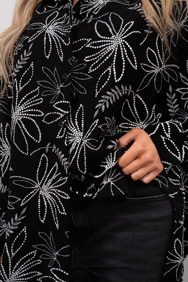 Floral Print Oversized Long Sleeve Button Down Top 🇬🇧