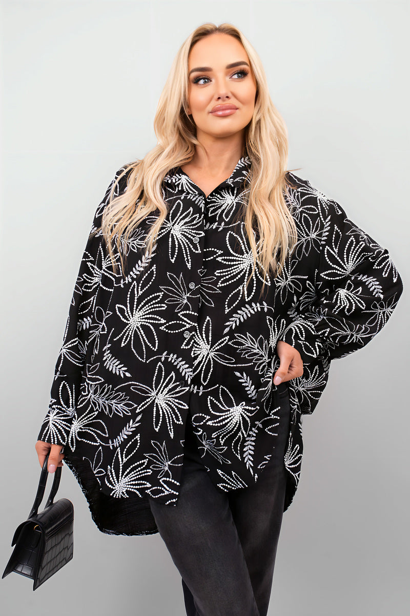 Floral Print Oversized Long Sleeve Button Down Top 🇬🇧
