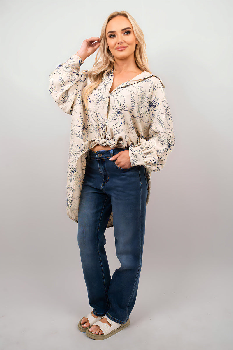 Floral Print Oversized Long Sleeve Button Down Top 🇬🇧