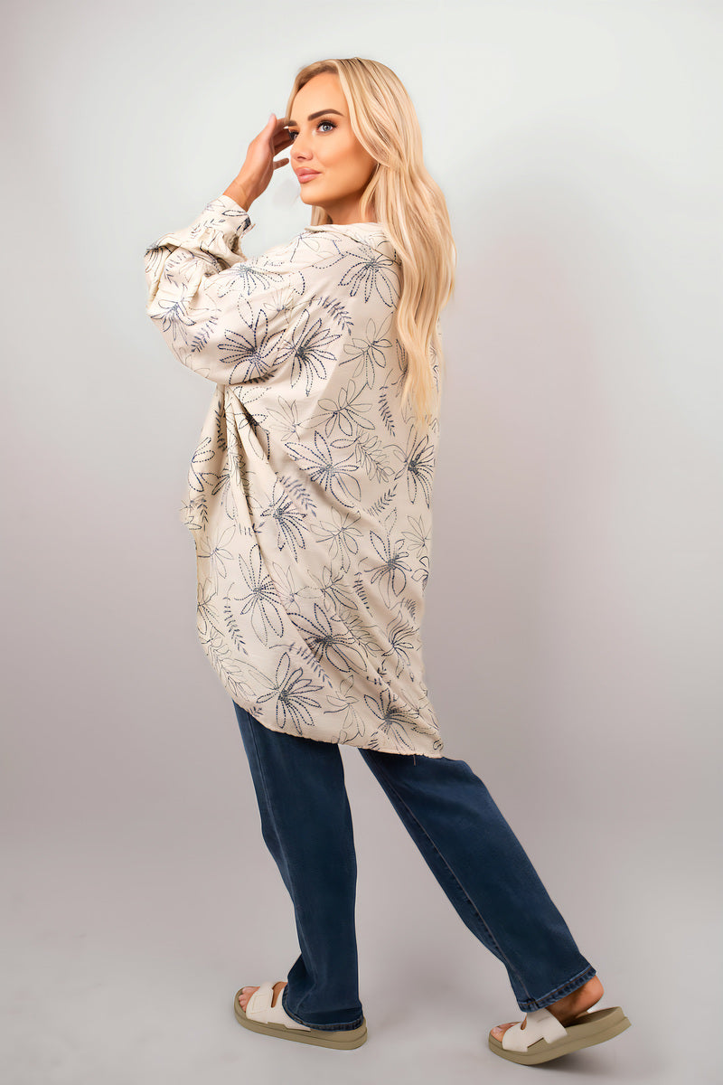 Floral Print Oversized Long Sleeve Button Down Top 🇬🇧