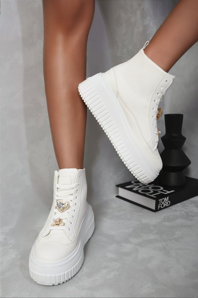 Lace Up High Top Platform Trainers with Decorative Details 🇬🇧
