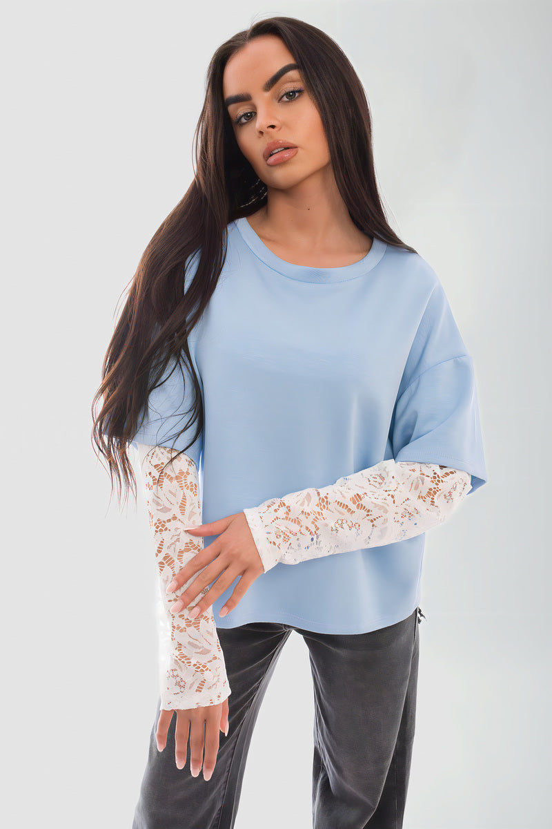 Oversized Long Sleeve Lace Detail Top 🇬🇧