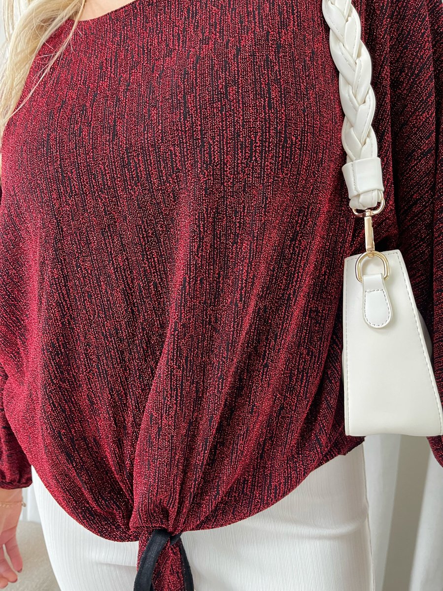 Shimmer Long Sleeve Tie Front Top 🇬🇧