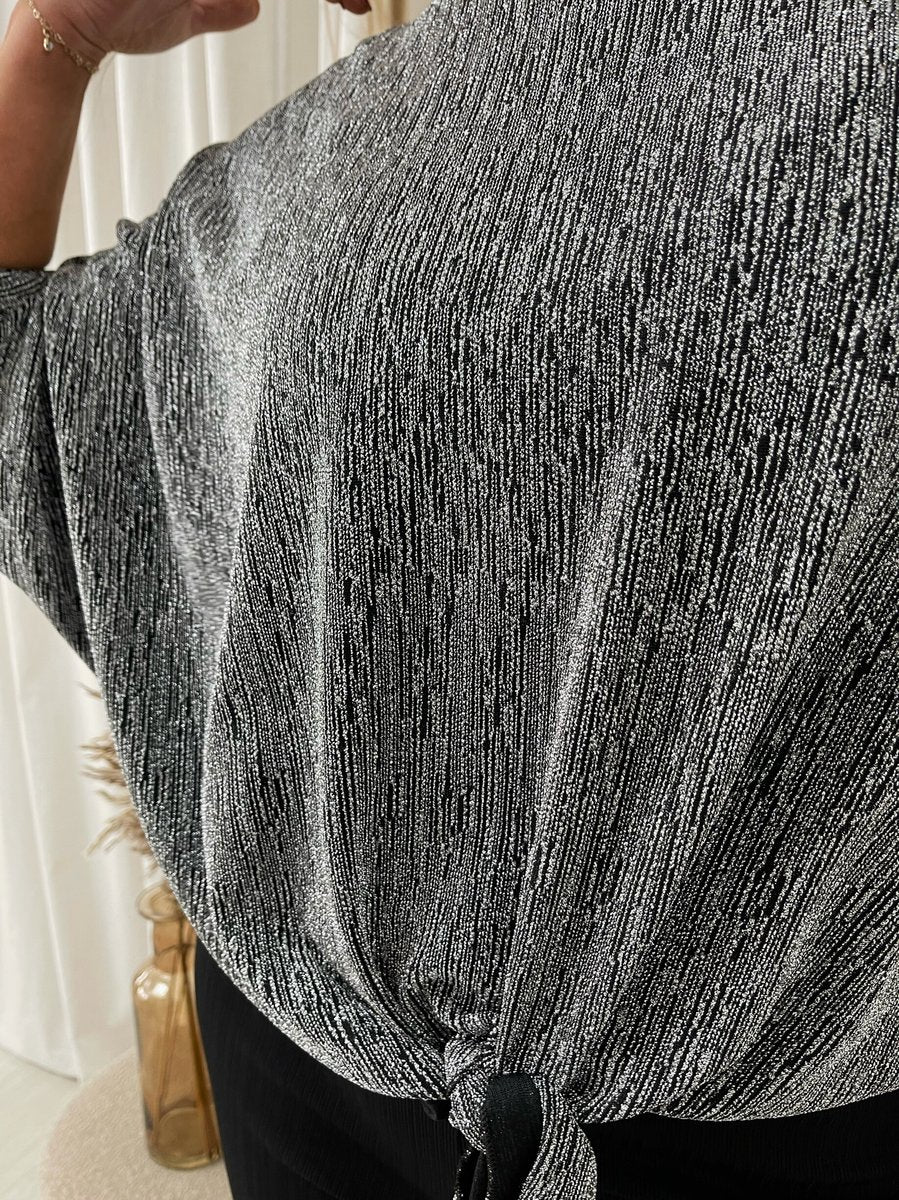 Shimmer Long Sleeve Tie Front Top 🇬🇧
