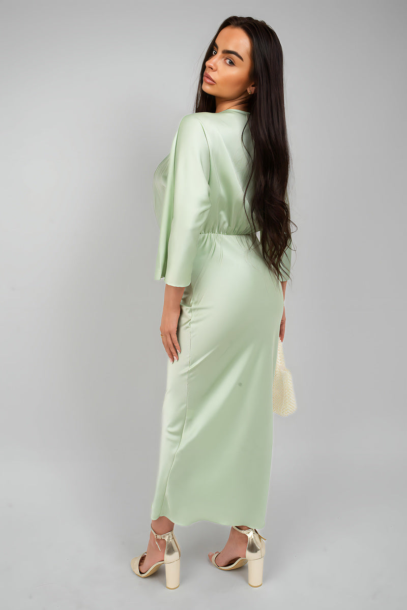 V-Neck Twist Front Midi Dress 🇬🇧