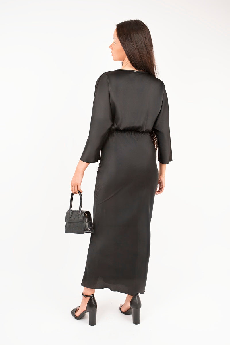V-Neck Twist Front Midi Dress 🇬🇧