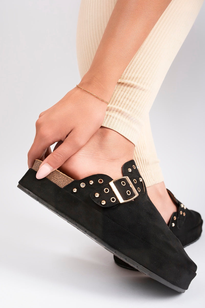 Studded Buckle Slip-On Sandals 🇬🇧