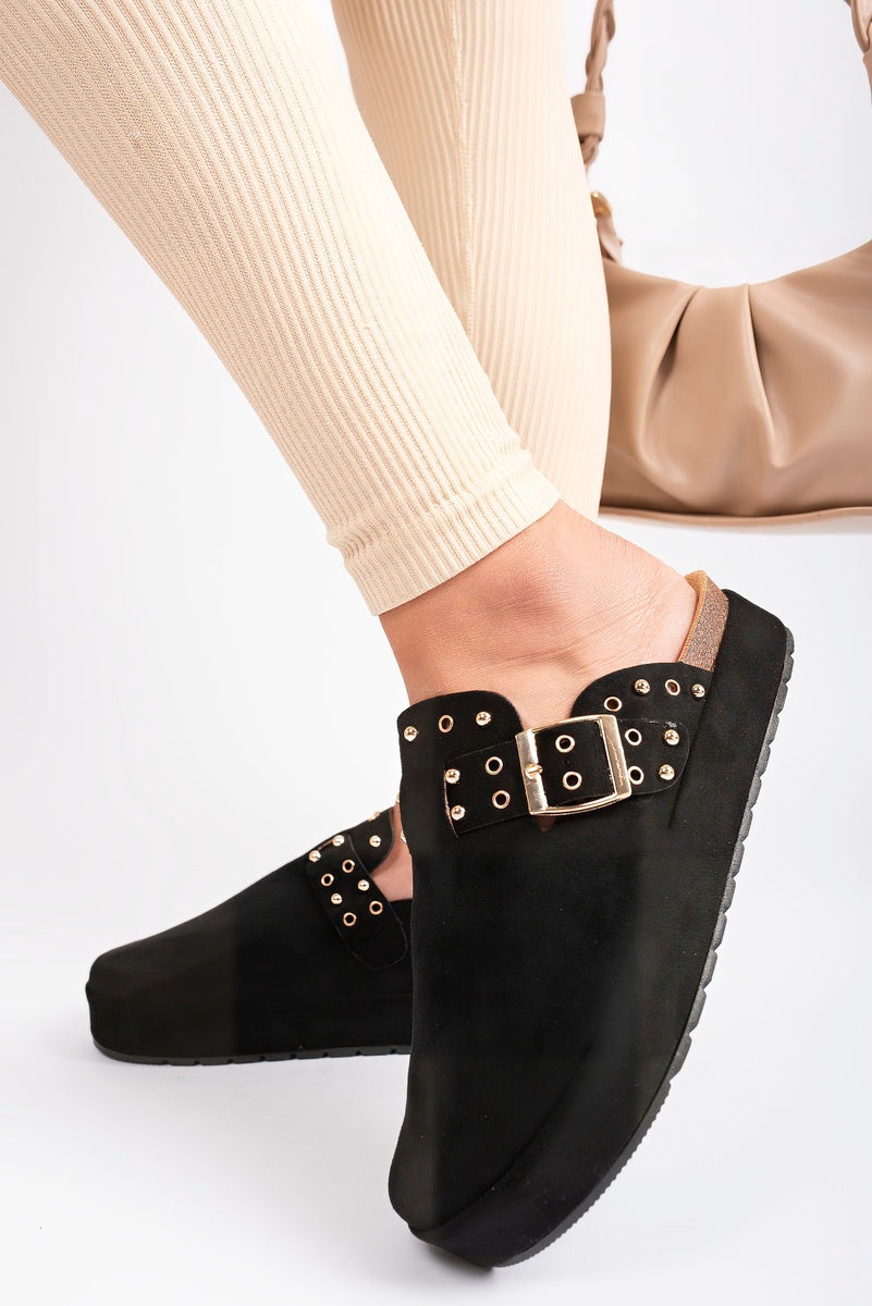 Studded Buckle Slip-On Sandals 🇬🇧