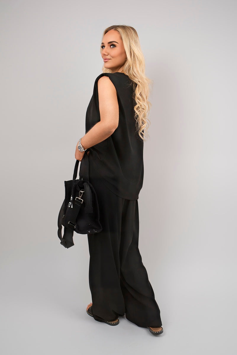 Sleeveless Relaxed Fit Top and Wide Leg Trouser Co-Ord Set 🇬🇧