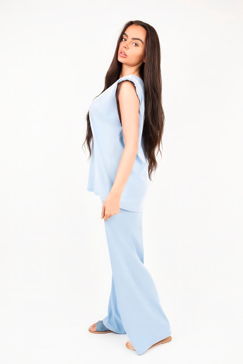 Sleeveless Relaxed Fit Top and Wide Leg Trouser Co-Ord Set 🇬🇧