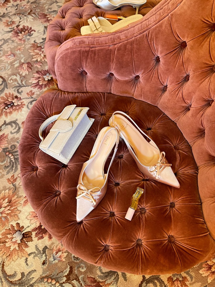 Sling Back Bow Knot Detail Pointed High Heels 🇬🇧