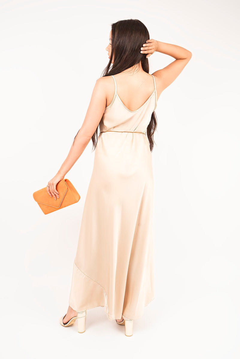 Strappy Maxi Dress with Feather Tie Waist 🇬🇧