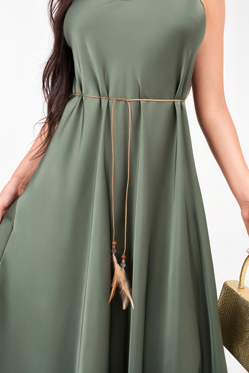 Strappy Maxi Dress with Feather Tie Waist 🇬🇧