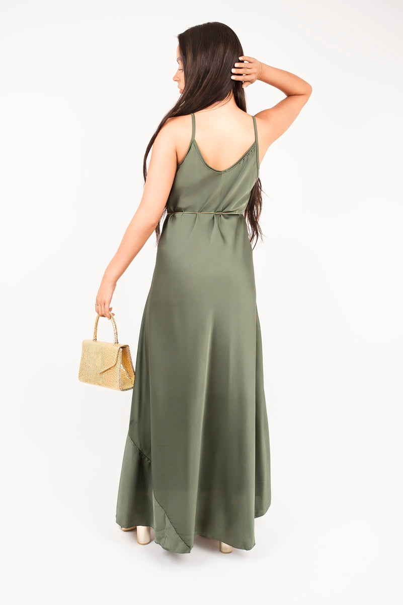 Strappy Maxi Dress with Feather Tie Waist 🇬🇧