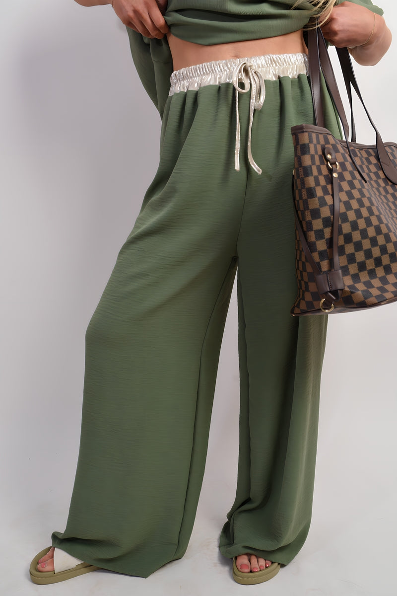 Drawstring Shiny Waist Wide Leg Trouser 🇬🇧