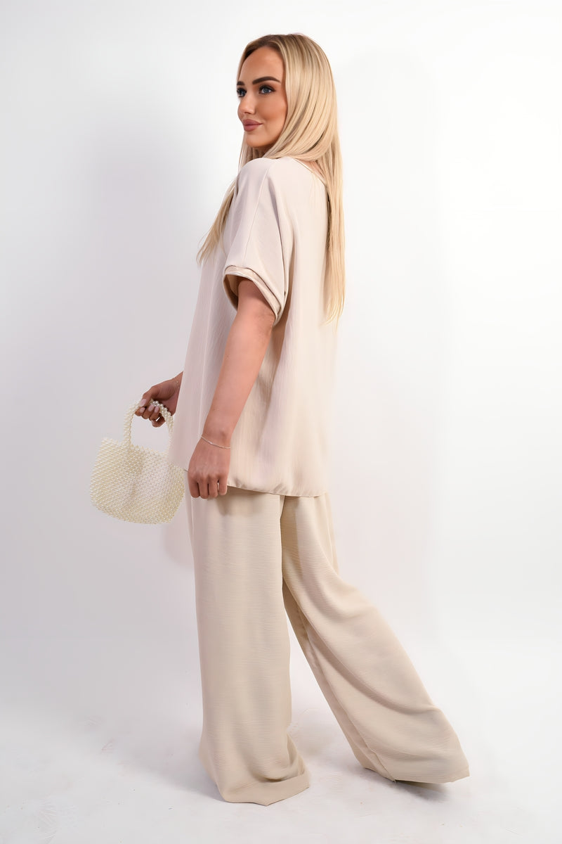 Drawstring Shiny Waist Wide Leg Trouser 🇬🇧