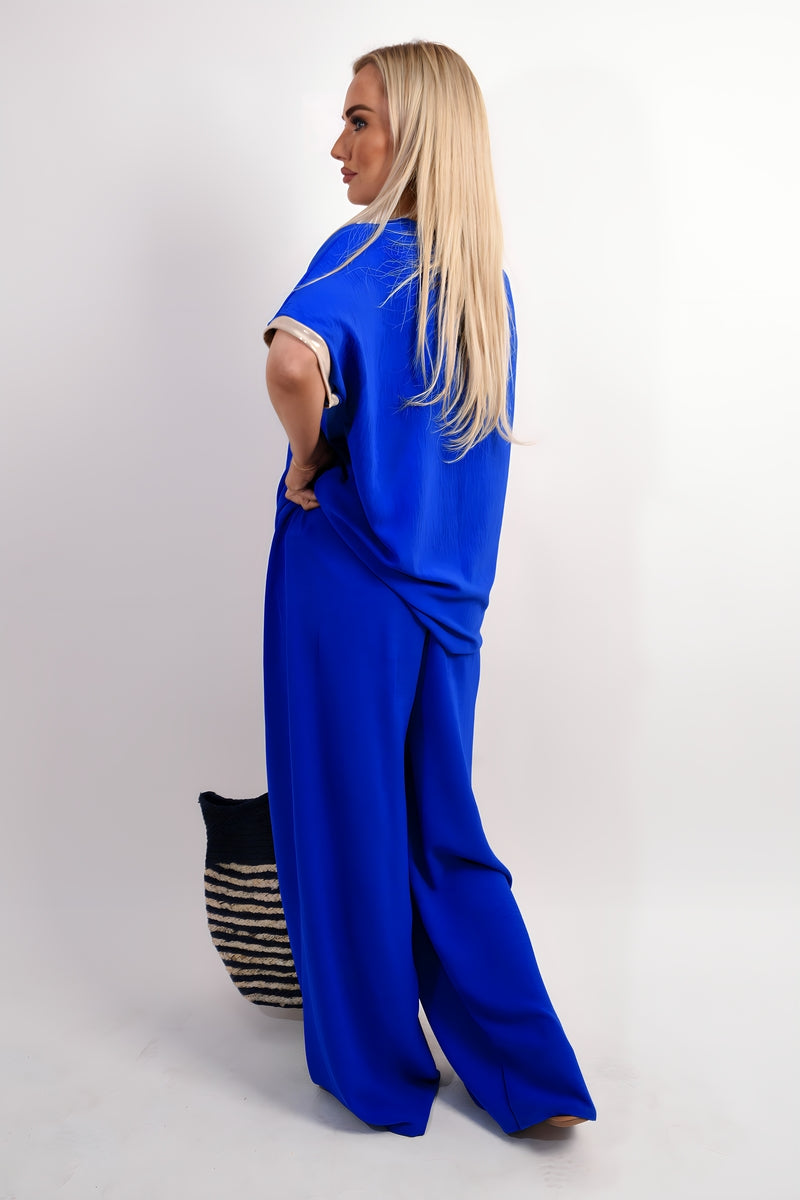 Drawstring Shiny Waist Wide Leg Trouser 🇬🇧