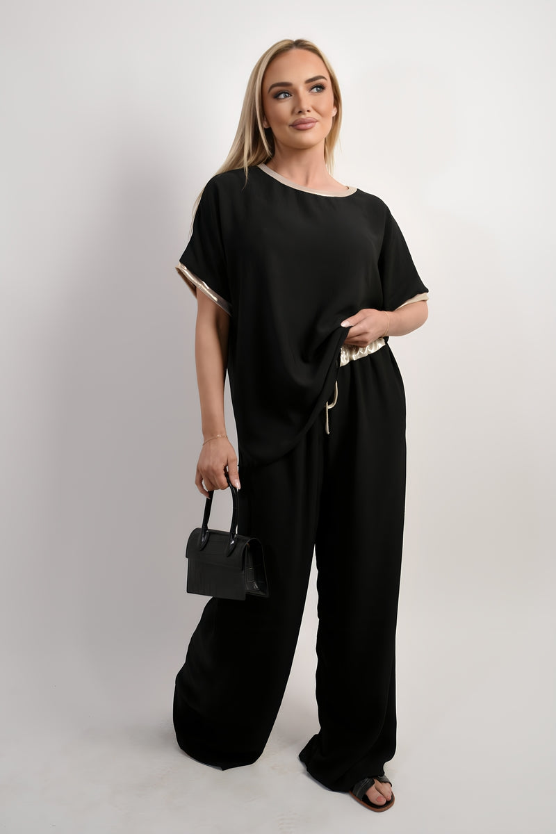 Drawstring Shiny Waist Wide Leg Trouser 🇬🇧
